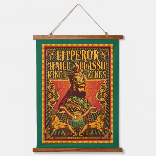 Haile Selassie Jah Rastafari Rasta Reggae Roots  吊り下げ型タペストリー (正面)
