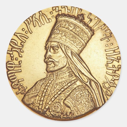 Haile Selassie King of Ethiopia Rastafari Sticker ラウンドシール (正面)