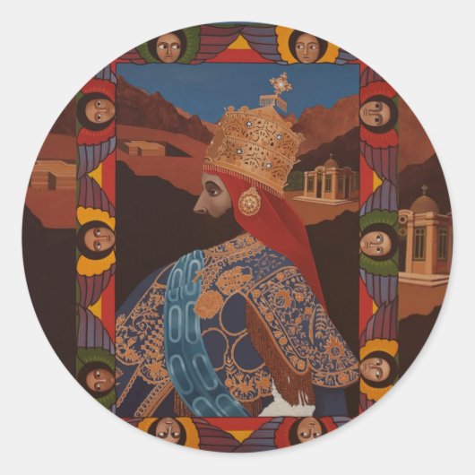 Haile Selassie Modern Art Jah Rastafari Roots ラウンドシール (正面)