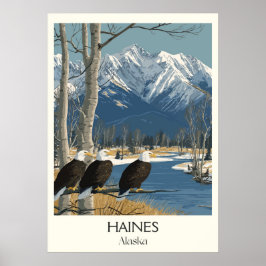 Haines Alaska Eagles Snowy Mountains ポスター