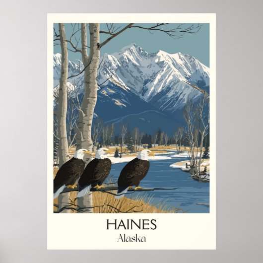 Haines Alaska Eagles Snowy Mountains ポスター (正面)