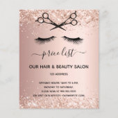 Hair beauty salon rose gold glitter pricelist チラシ (正面)