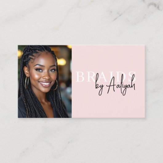 Hair Braider Business Card with Photo and QR Code 名刺 (正面)