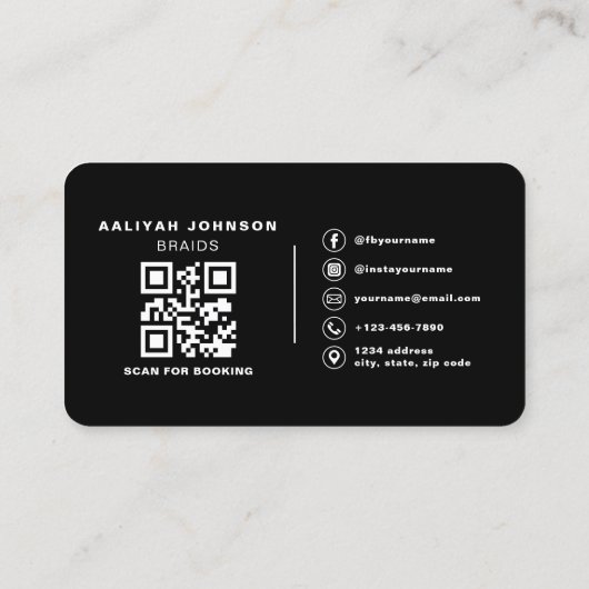 Hair Braiding Booking QR Code 名刺 (裏面)