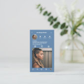Hair Braiding instagramフォトグリッドQrコードブルー 名刺 (スタンド正面)