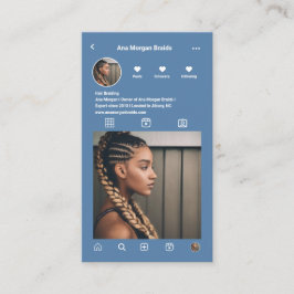 Hair Braiding instagramフォトグリッドQrコードブルー 名刺