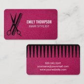 Hair Comb Scissors | Pink Leather Texture 名刺 (正面/裏面)