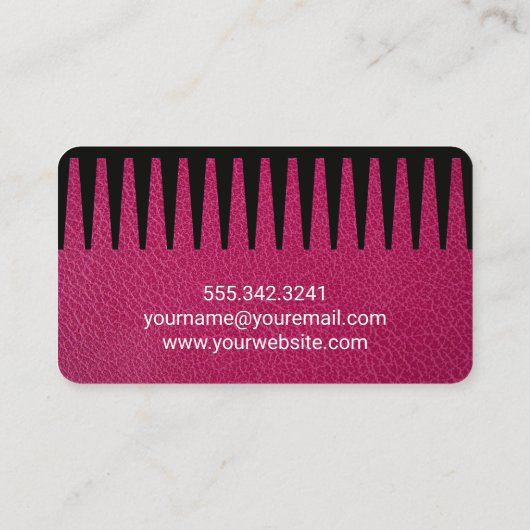 Hair Comb Scissors | Pink Leather Texture 名刺 (裏面)