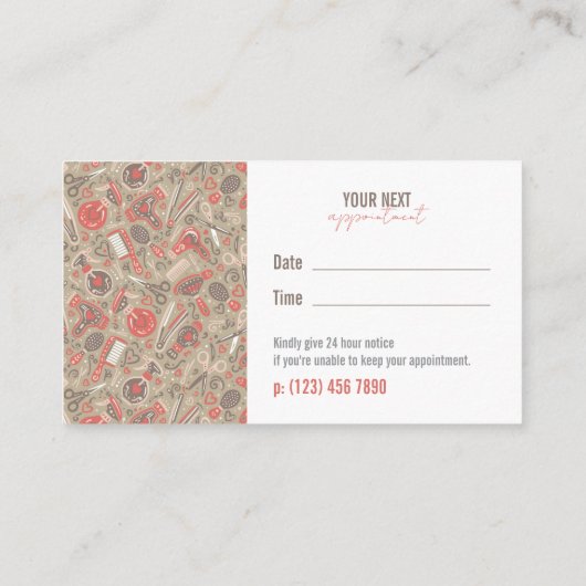 Hair Folk Taupe & Coral —  Appointment Reminder 名刺 (裏面)