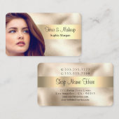 Hair & Make upサロン、写真、金ゴールド、Vs 2 名刺 (正面/裏面)