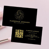 Hair Makeup Artist Modern Black QR Code  名刺