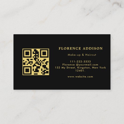 Hair Makeup Artist Modern Black QR Code  名刺 (裏面)