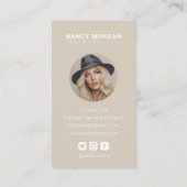 Hair Salon Calligraphy Script Photo Collage Beige  名刺 (裏面)