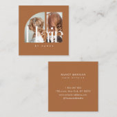 Hair Salon Photo Collage Terracotta  スクエア名刺 (正面/裏面)