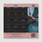 Hair Salon Pink Black 2026 Calendar Magnet (正面)