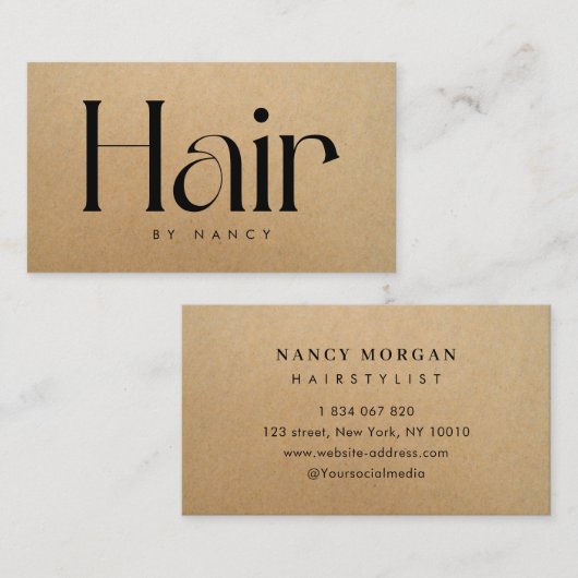 Hair Salon Rustic Kraft  Business Card 名刺 (正面/裏面)