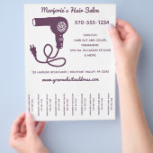 Hair Salon Stylist Flyer, Tear Off Strips チラシ (手)