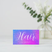 Hair  Salon Typography Purple Holographic Glitter  名刺 (スタンド正面)