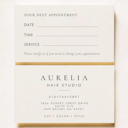 Hair Stylist Appointment Card 予約カード