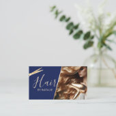 Hair Stylist Beauty Girl Photo Navy Blue Salon 名刺 (スタンド正面)