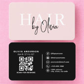  Hair Stylist Blush Pink QR Code 名刺