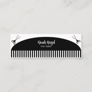 Hair stylist comb hair salon mini Business Card スキニー名刺