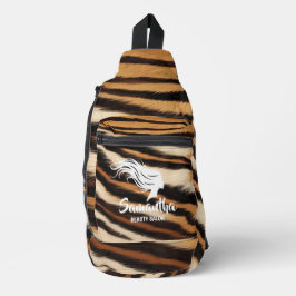 Hair Stylist Custom Name Tiger Print Salon Bag スリングバッグ