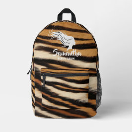 Hair Stylist Custom Name Tiger Print Salon Bag プリントバックパック