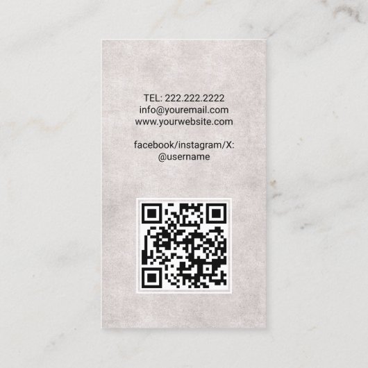 Hair Stylist Cute Scissor & Butterflies QR Code 名刺 (裏面)