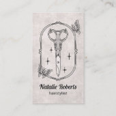 Hair Stylist Cute Scissor & Butterflies QR Code 名刺 (正面)
