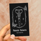 Hair Stylist Cute Scissor & Butterfly Doodle Black 名刺