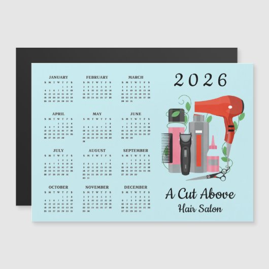 Hair Stylist Design 2026 Calendar Magnetic Card (正面/裏面)