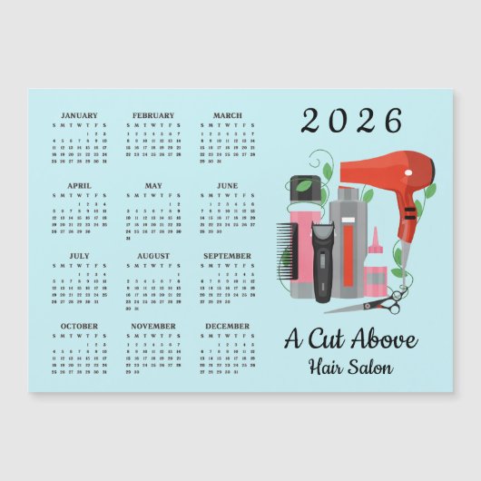 Hair Stylist Design 2026 Calendar Magnetic Card (正面)