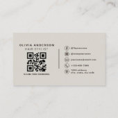 Hair Stylist Earthy Neutral QR Code  名刺 (裏面)