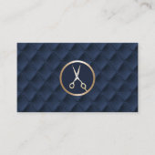 Hair Stylist Gold Scissor Navy Blue Quilts Salon 名刺 (正面)