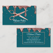 Hair Stylist Hairdresser Scissors Rose Drips  名刺 (正面/裏面)