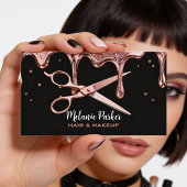 Hair Stylist Hairdresser Scissors Rose Drips Black 名刺