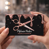 Hair Stylist Hairdresser Scissors Rose Drips Black 名刺