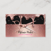 Hair Stylist Hairdresser Scissors Rose Drips Black 名刺 (正面)