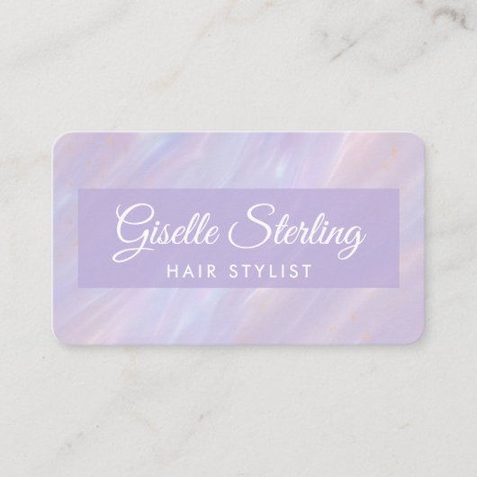 Hair Stylist Iridescent QR Code Professional 名刺 (正面)