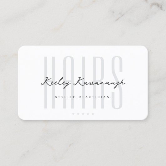 Hair Stylist Logo Punch White Loyalty Card 名刺 (正面)