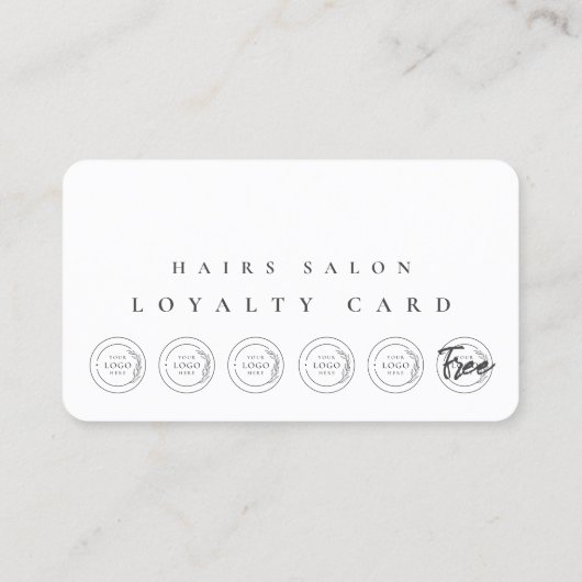 Hair Stylist Logo Punch White Loyalty Card 名刺 (裏面)