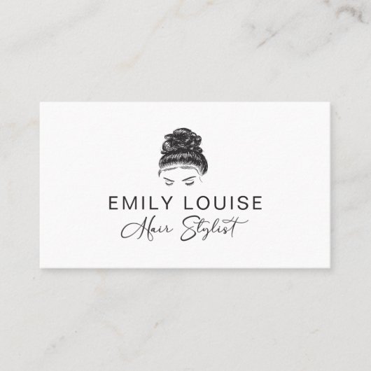 Hair Stylist Minimalist Black White Business Card 名刺 (正面)