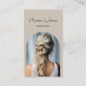 Hair Stylist Modern Arch Photo Beige 名刺 (正面)