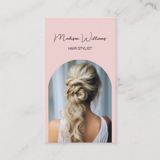 Hair Stylist Modern Arch Photo Pink 名刺 (正面)