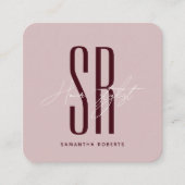 Hair stylist modern blue monogram initials スクエア名刺 (正面)