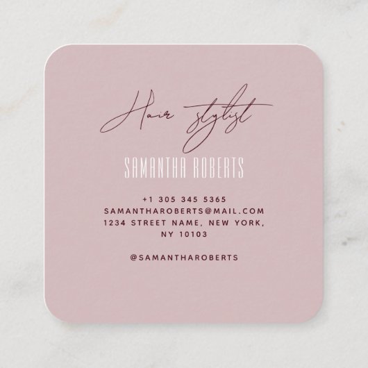 Hair stylist modern blue monogram initials スクエア名刺 (裏面)