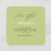 Hair stylist modern green monogram initials スクエア名刺 (裏面)