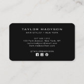 Hair Stylist Modern Hair Salon Branding Black 名刺 (裏面)