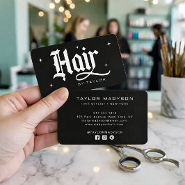 Hair Stylist Modern Hair Salon Branding Black 名刺